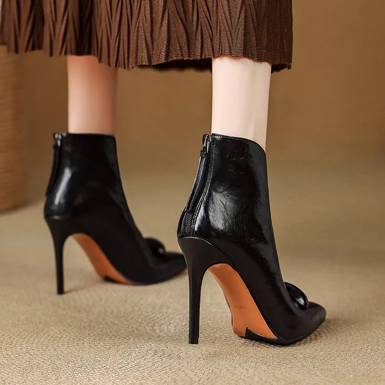 Nancy – Stiletto Ankle Boots with Domed Hardware for Women
