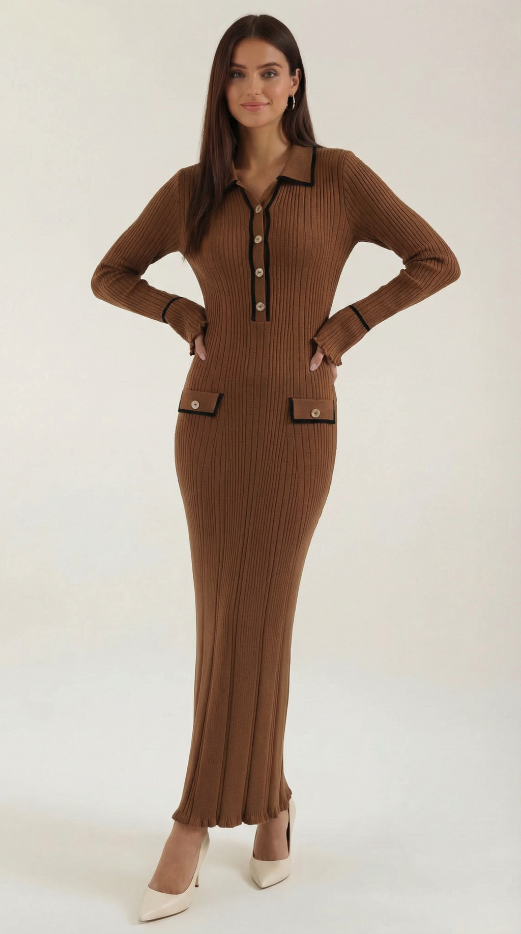 Women's Long Knit Dress | Fitted and Retro
