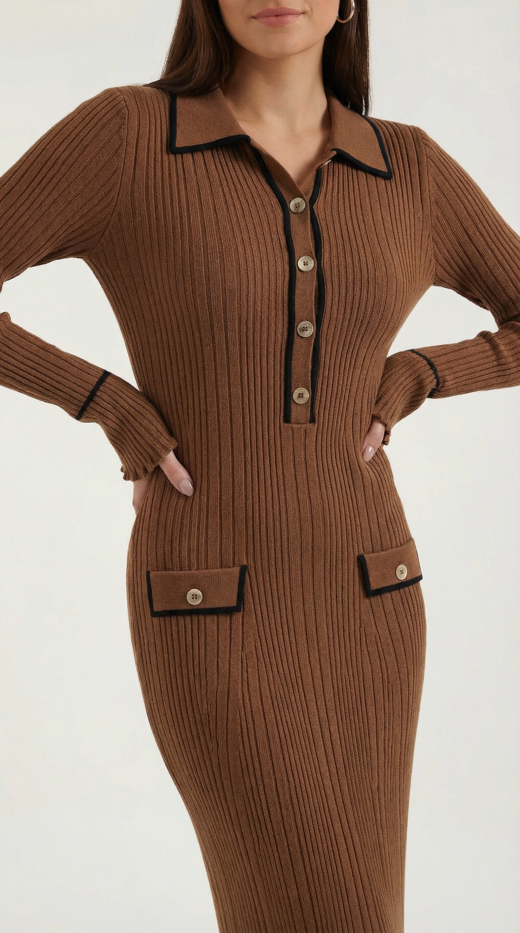 Women's Long Knit Dress | Fitted and Retro