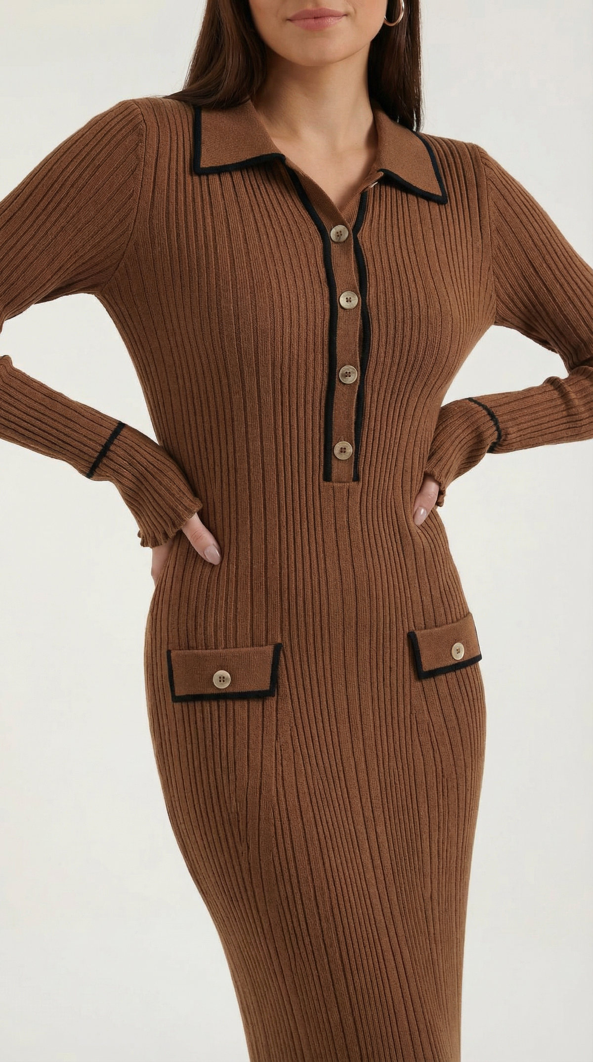 Women's Long Knit Dress | Fitted and Retro