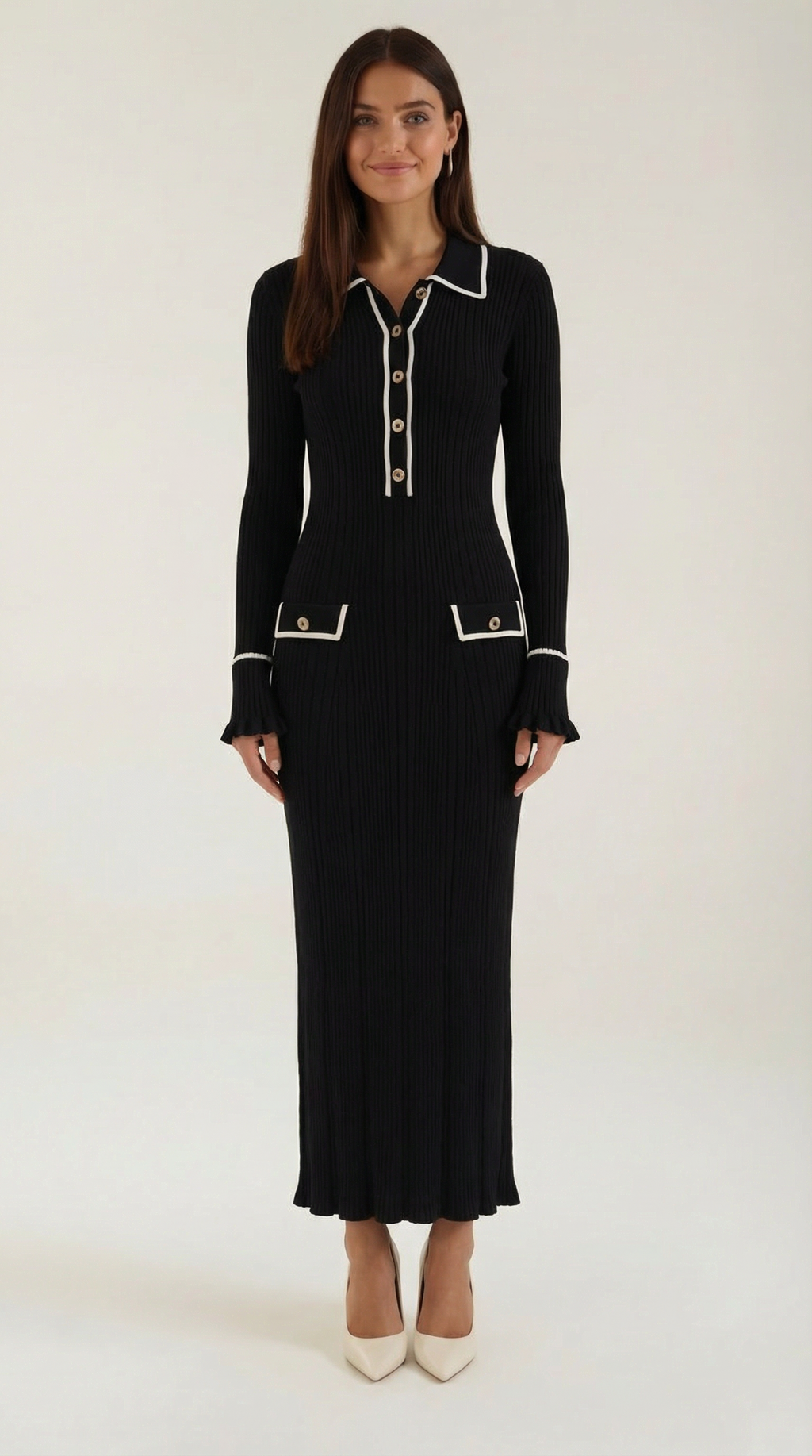Women's Long Knit Dress | Fitted and Retro