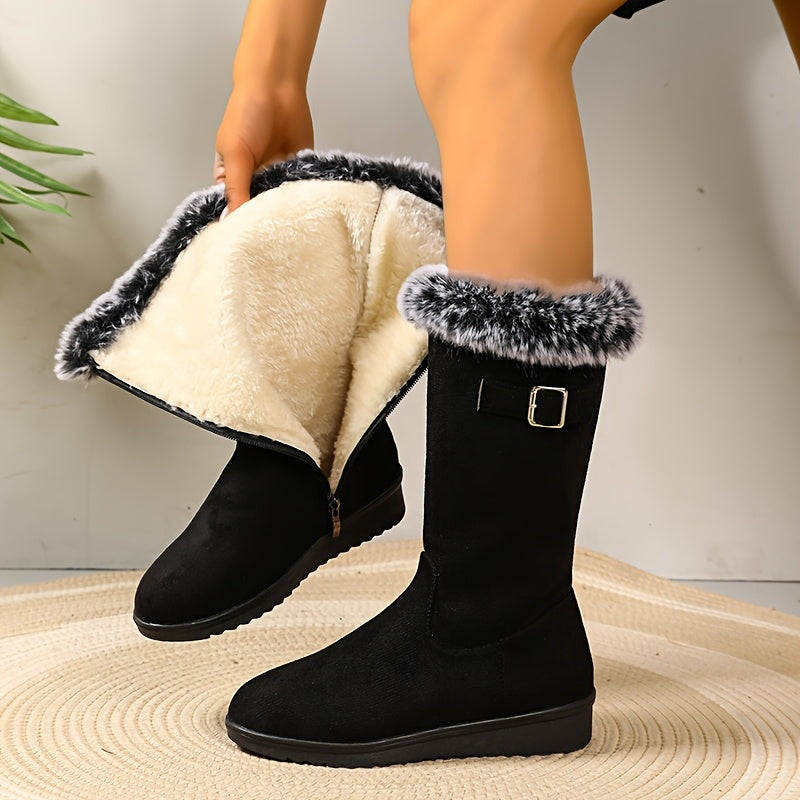 Kara – Buckle-Strap Shearling Winter Boots for Women