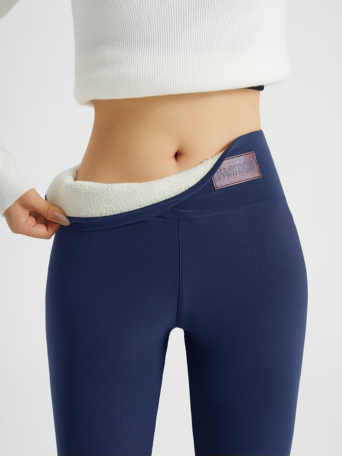 Deborah – Plush-Lined Leggings with Wide Waistband for Women