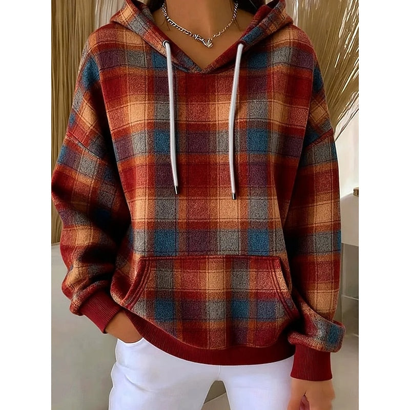 Mathilde – Oversized Checked Pullover Hoodie for Women