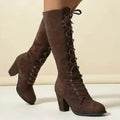 Addie – Women's Chunky Heel Laced Knee-High Boots