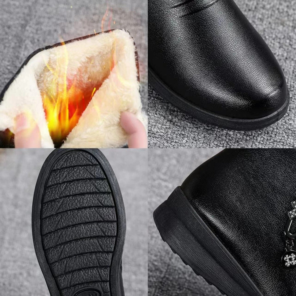 Shearling-Lined Side Zip Ankle Boots for Women - View 4