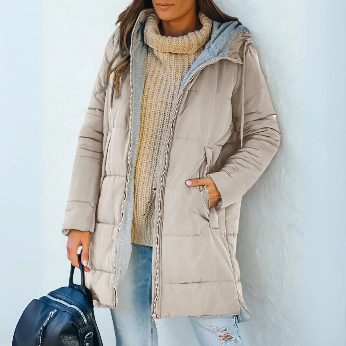 Alexa – Women's Padded Zip-Up Winter Coat with Hood
