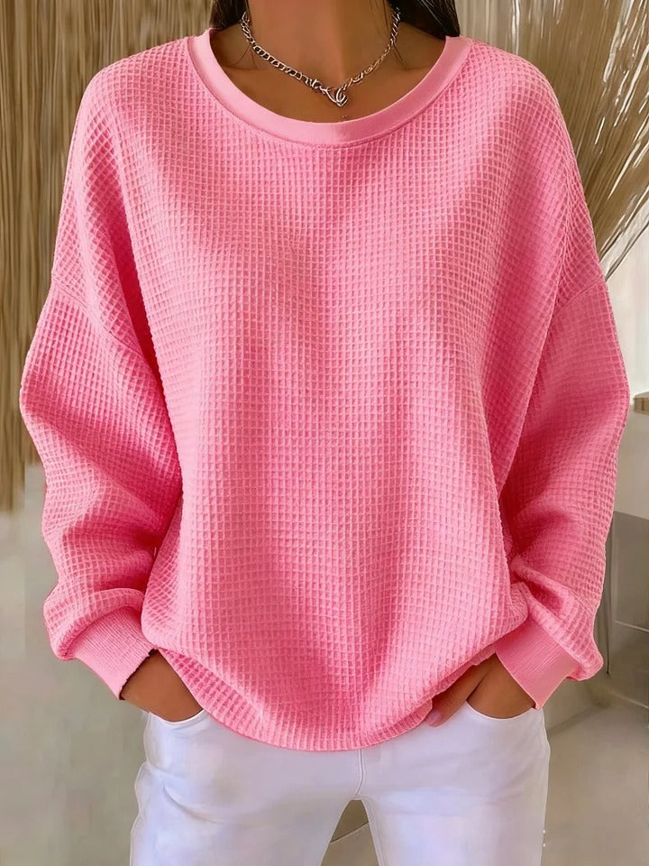Alondra – Women's Drop-Shoulder Waffle-Textured Pullover Sweater