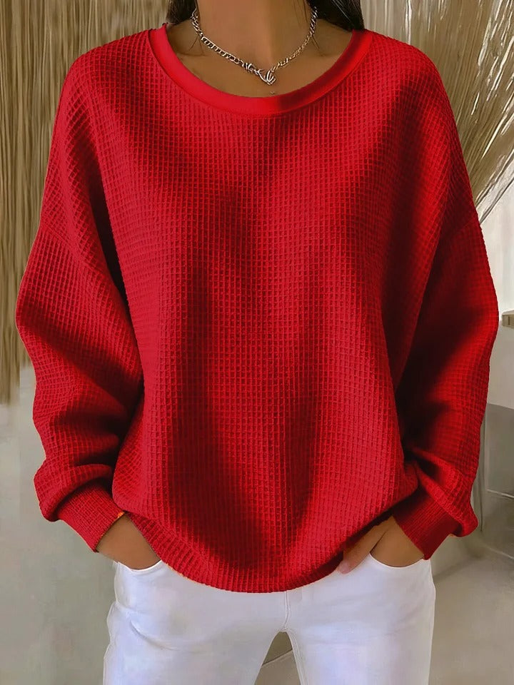 Alondra – Women's Drop-Shoulder Waffle-Textured Pullover Sweater