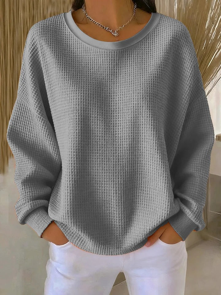 Alondra – Women's Drop-Shoulder Waffle-Textured Pullover Sweater