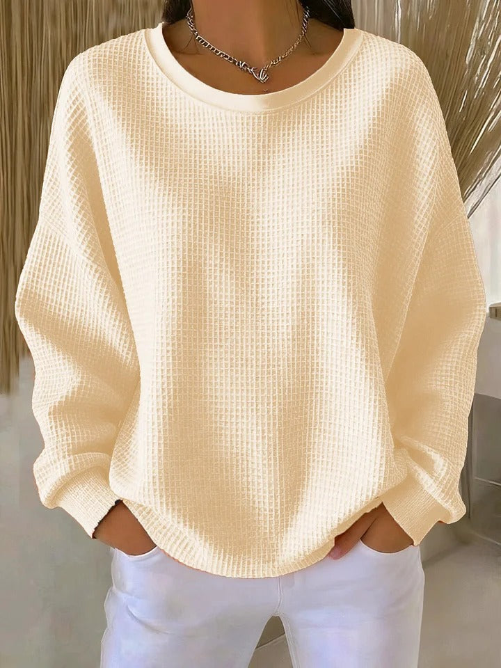 Alondra – Women's Drop-Shoulder Waffle-Textured Pullover Sweater