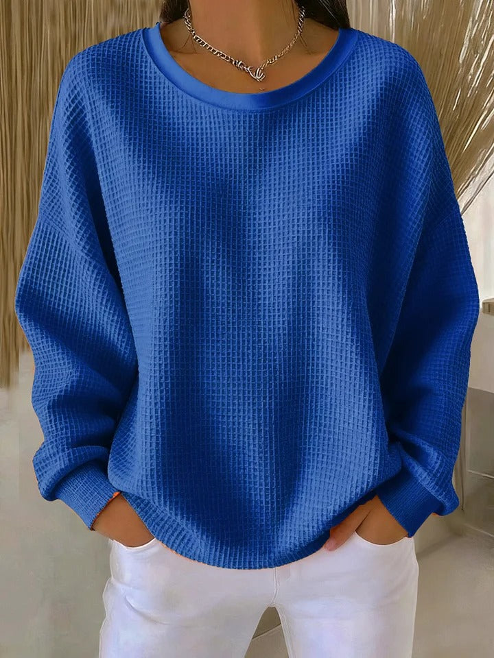 Alondra – Women's Drop-Shoulder Waffle-Textured Pullover Sweater