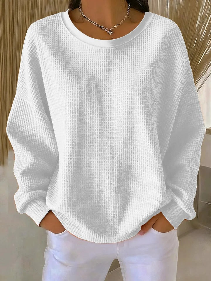 Alondra – Women's Drop-Shoulder Waffle-Textured Pullover Sweater
