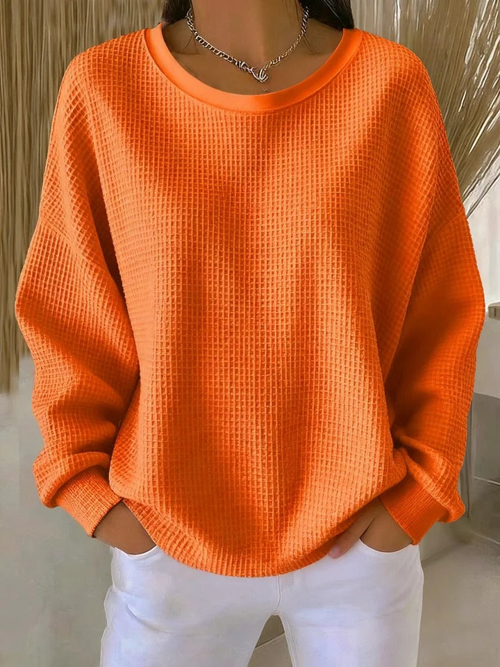 Alondra – Women's Drop-Shoulder Waffle-Textured Pullover Sweater