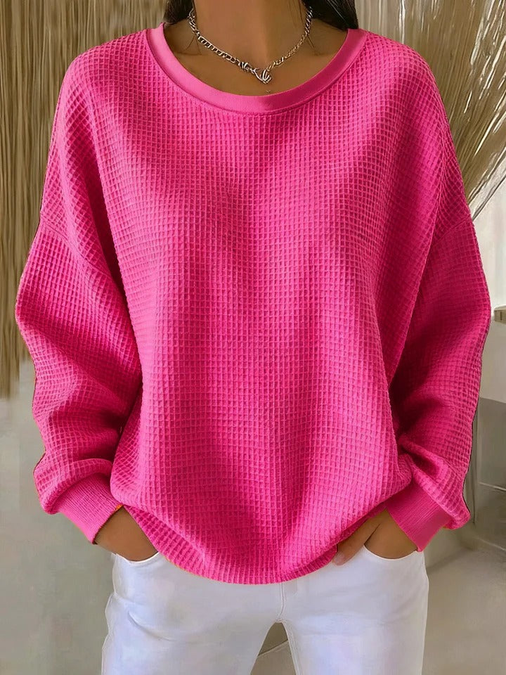 Alondra – Women's Drop-Shoulder Waffle-Textured Pullover Sweater