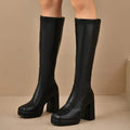 Ariane – Women's Pull-On Tall Platform Boots with Block Heel