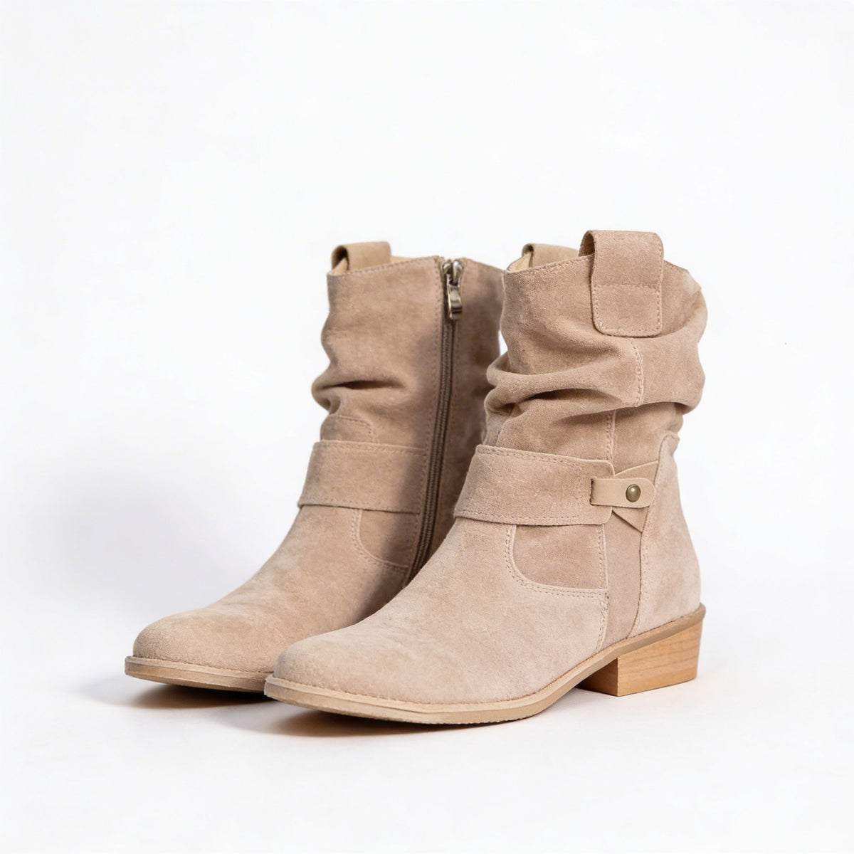 Sandra – Western-Style Ankle Boots with Buckle Strap for Women