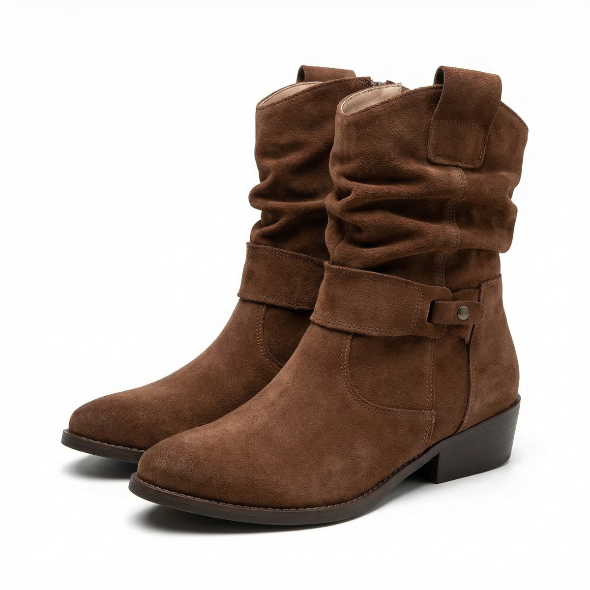 Sandra – Western-Style Ankle Boots with Buckle Strap for Women