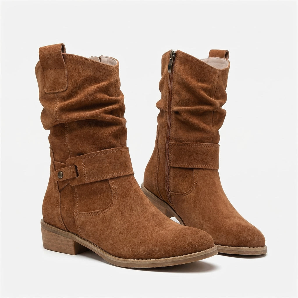 Sandra – Western-Style Ankle Boots with Buckle Strap for Women