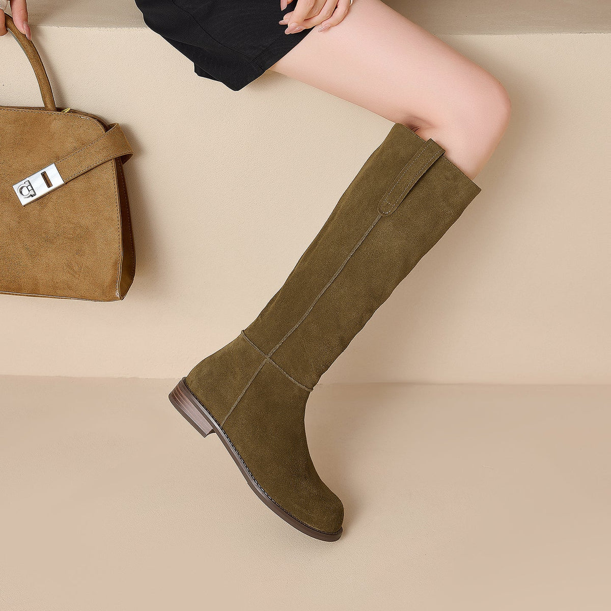 Aveline – Women's Low Heel Round-Toe Knee-High Boots