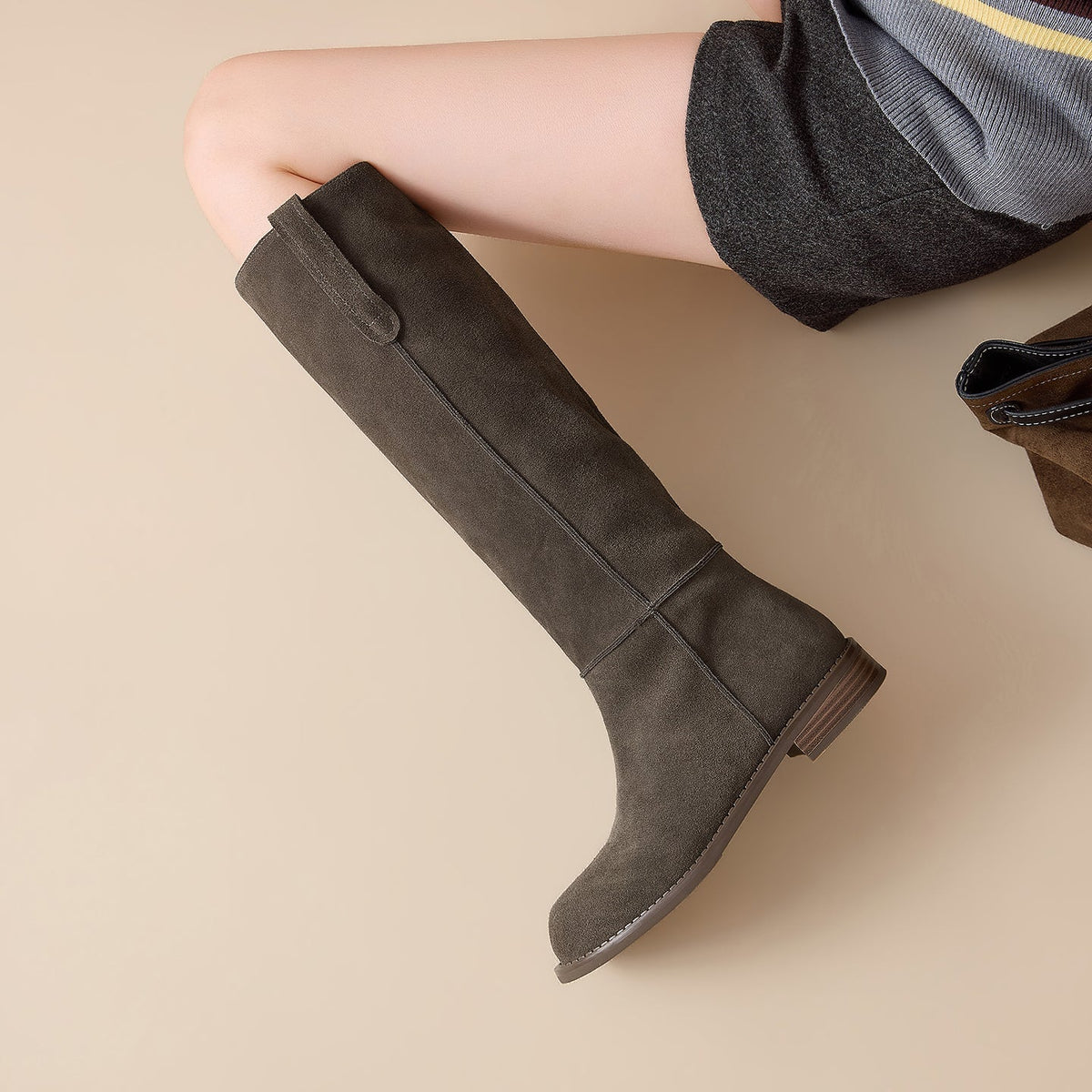 Aveline – Women's Low Heel Round-Toe Knee-High Boots