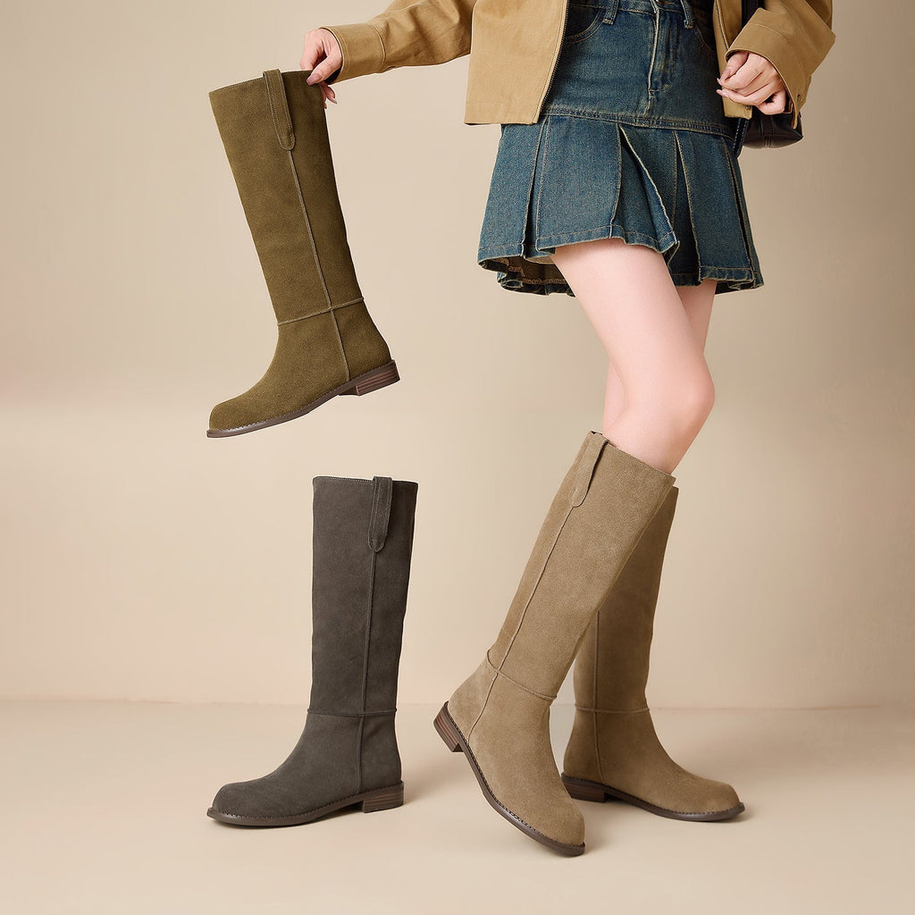Aveline – Women's Low Heel Round-Toe Knee-High Boots