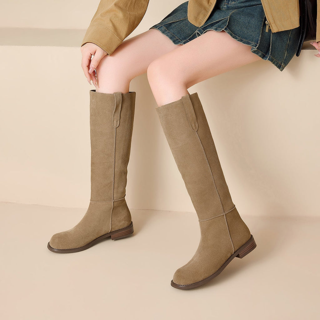 Aveline – Women's Low Heel Round-Toe Knee-High Boots