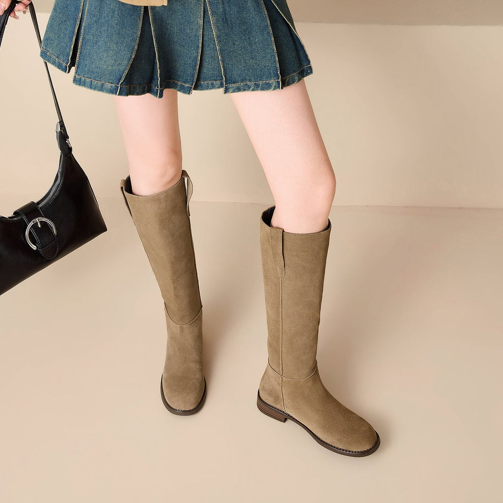 Aveline – Women's Low Heel Round-Toe Knee-High Boots