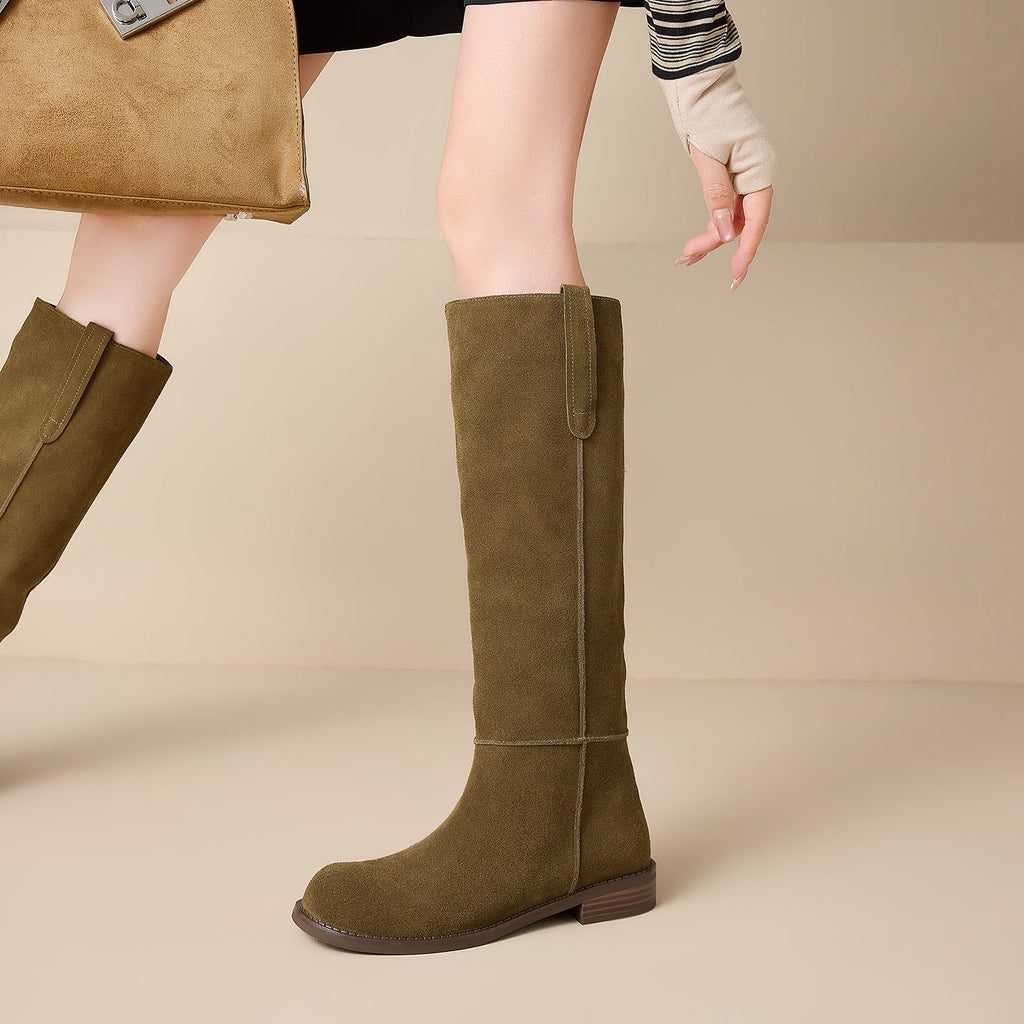 Aveline – Women's Low Heel Round-Toe Knee-High Boots