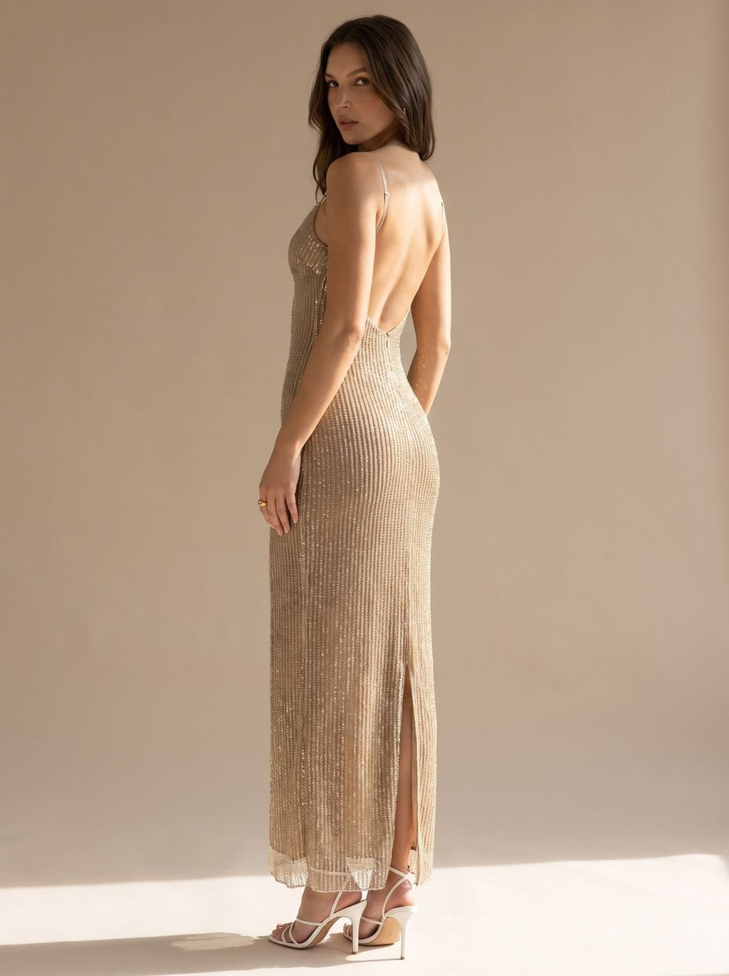 Beverly – Women's Bodycon Open-Back Sequin Maxi Dress