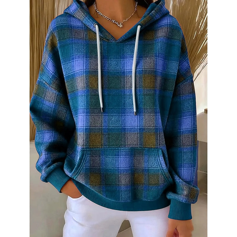 Mathilde – Oversized Checked Pullover Hoodie for Women