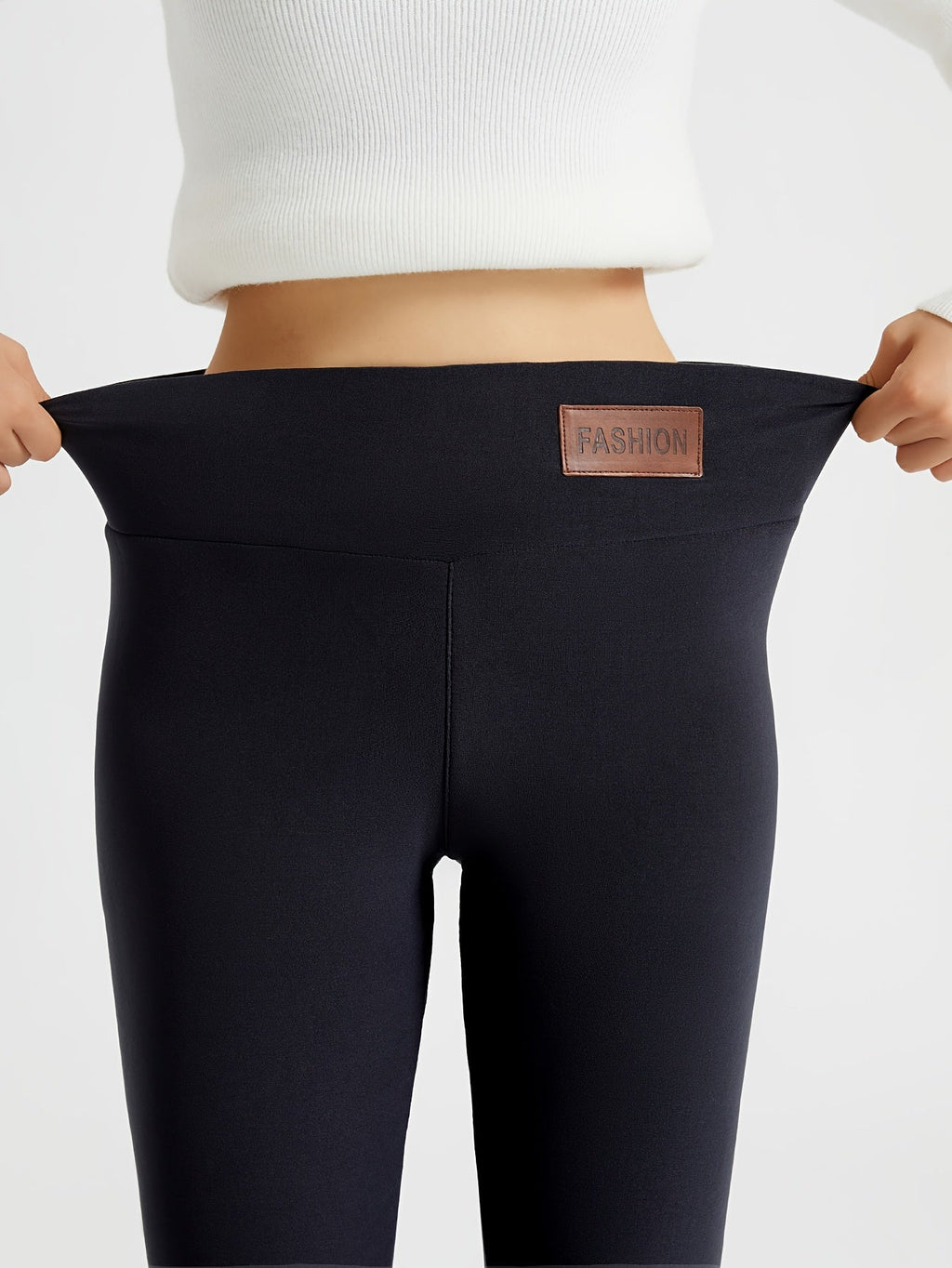 Deborah – Plush-Lined Leggings with Wide Waistband for Women