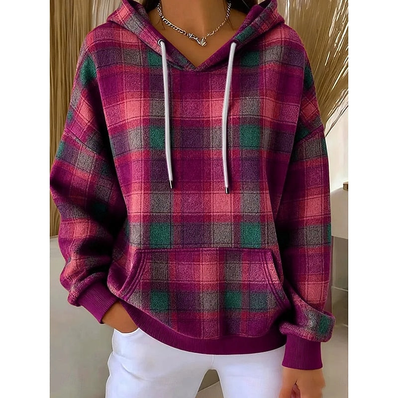 Mathilde – Oversized Checked Pullover Hoodie for Women