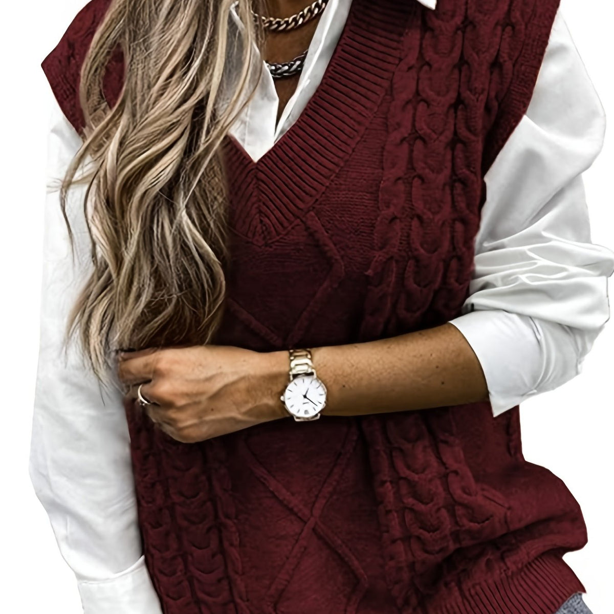 Luella – Chunky Cable-Stitch Pullover Vest for Women