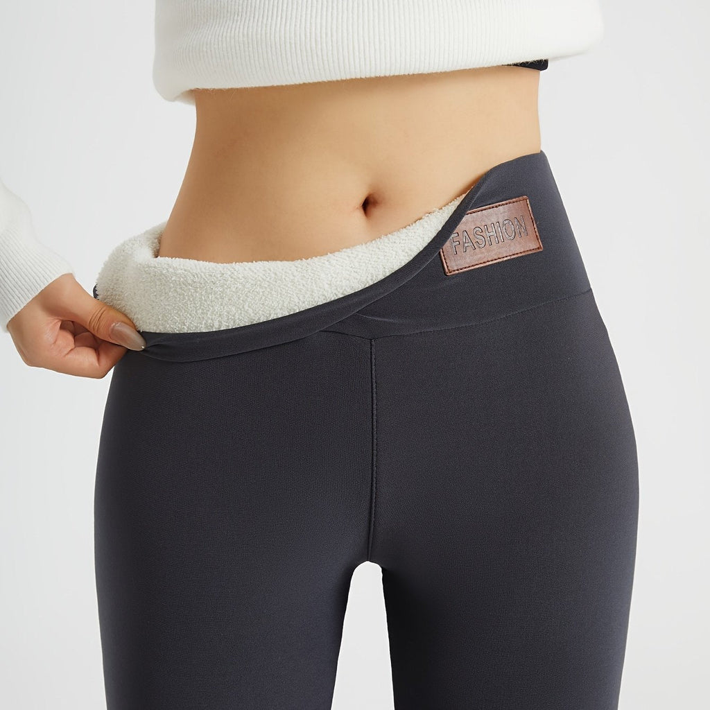 Deborah – Plush-Lined Leggings with Wide Waistband for Women