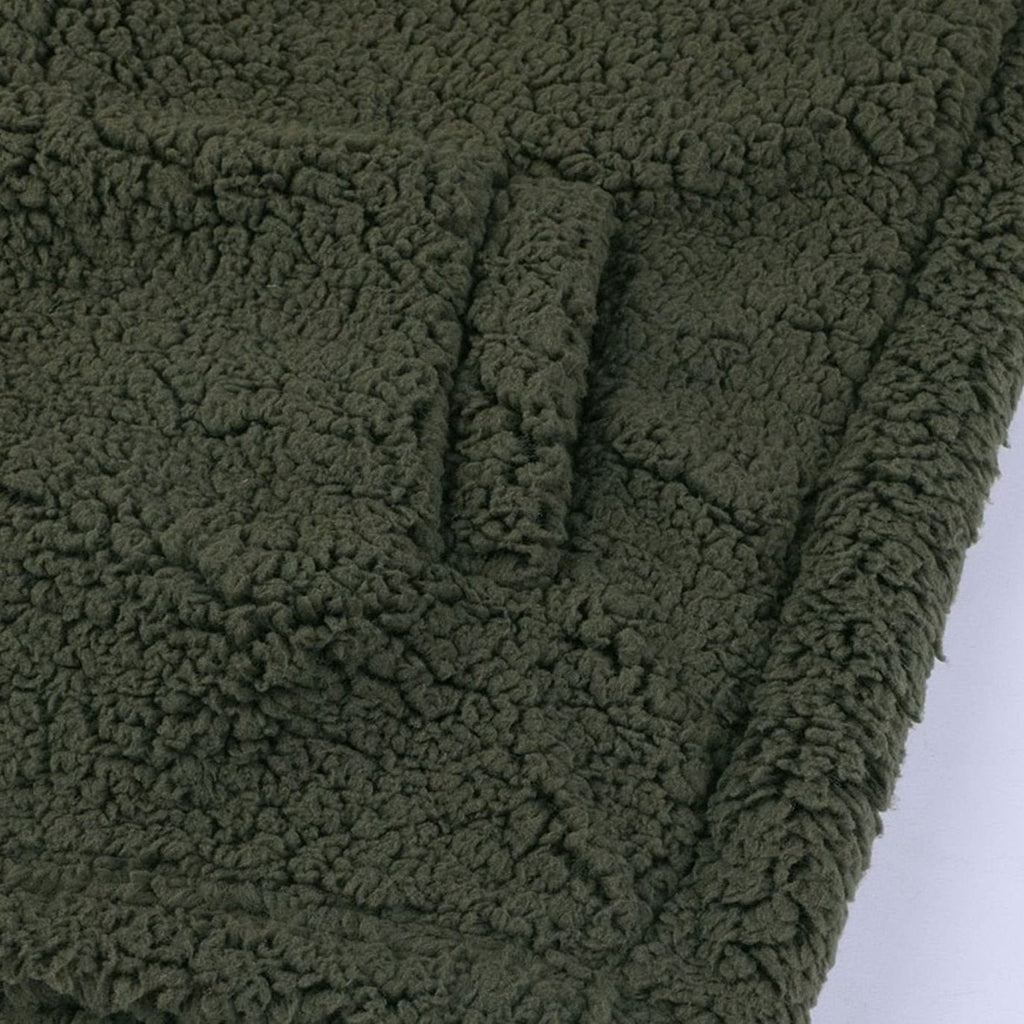 Damen Oversized Teddy-Mantel mit Kapuze und Reißverschluss