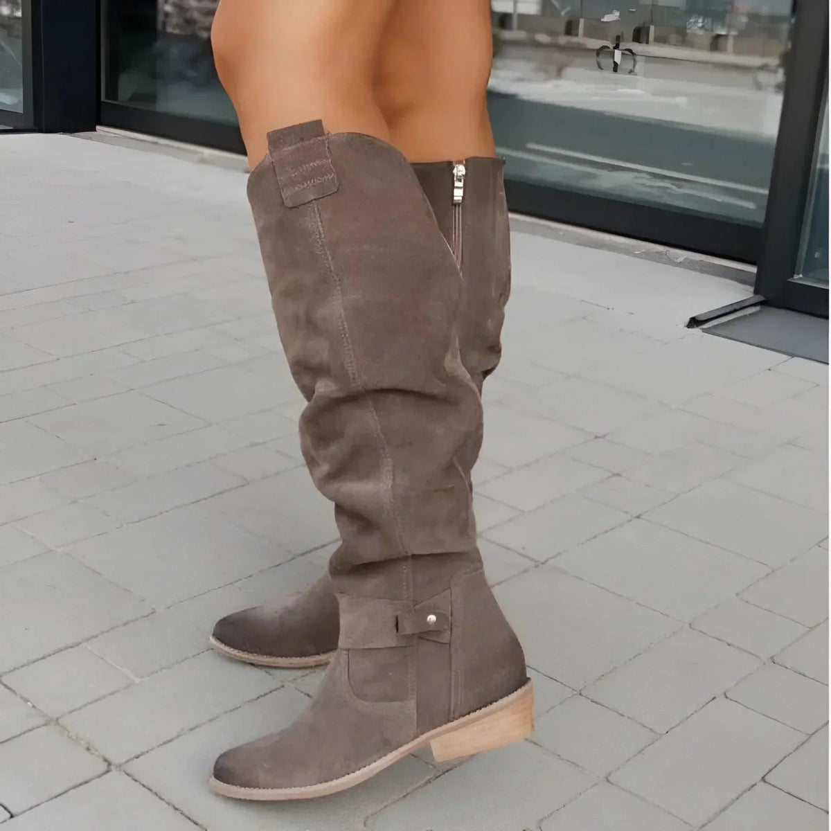 Patricia – Suede-Look Ankle-Strap Boots with Pointed Toe for Women