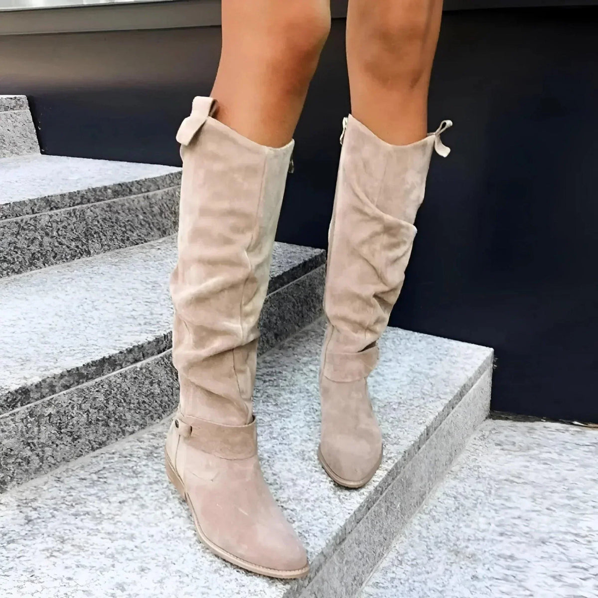 Patricia – Suede-Look Ankle-Strap Boots with Pointed Toe for Women