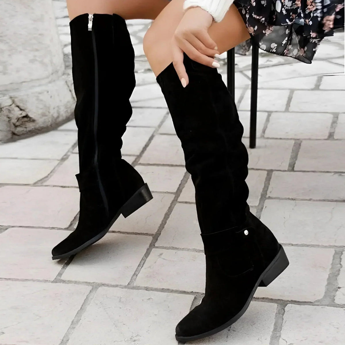 Patricia – Suede-Look Ankle-Strap Boots with Pointed Toe for Women