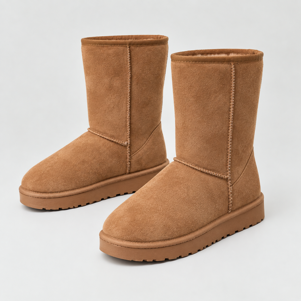 Clarette – Round-Toe Suede-Look Winter Boots for Women