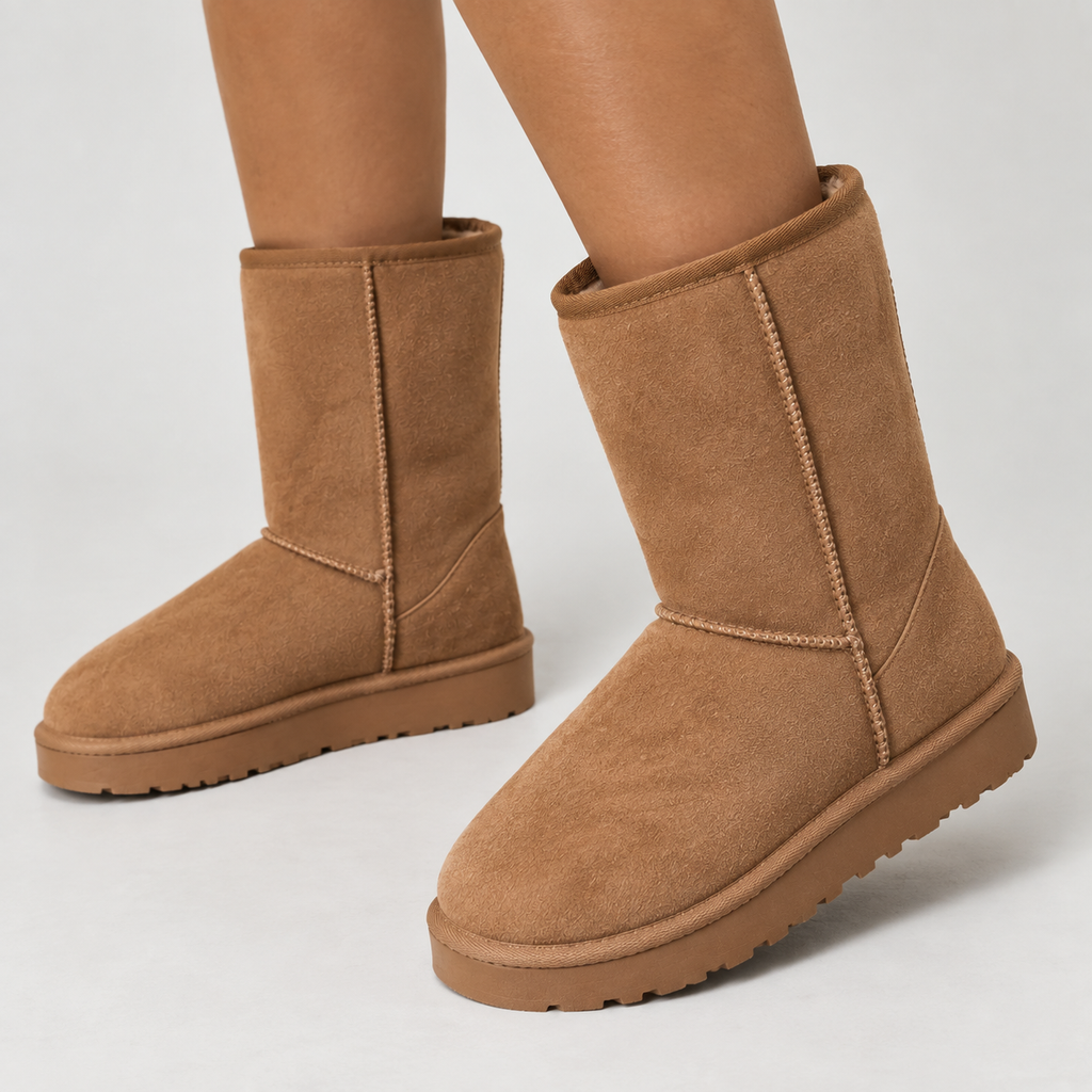Clarette – Round-Toe Suede-Look Winter Boots for Women
