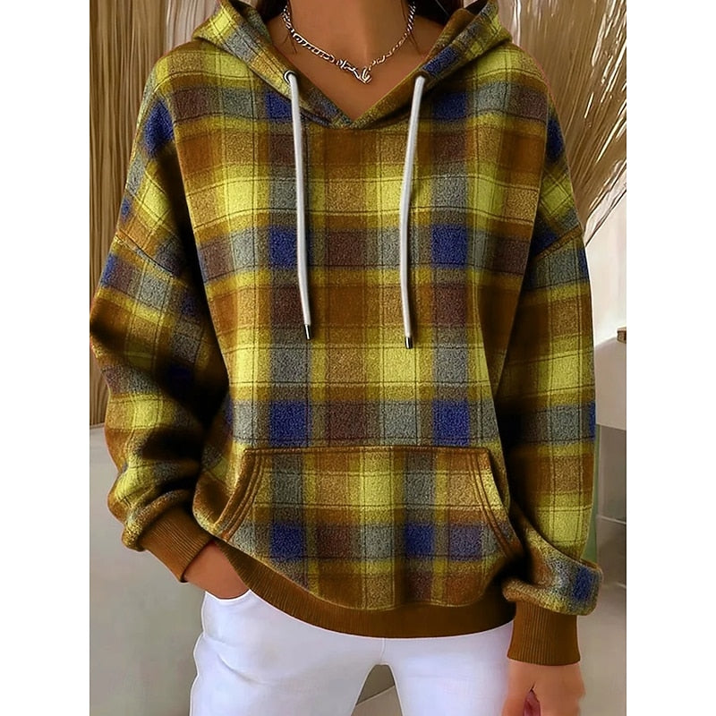 Mathilde – Oversized Checked Pullover Hoodie for Women