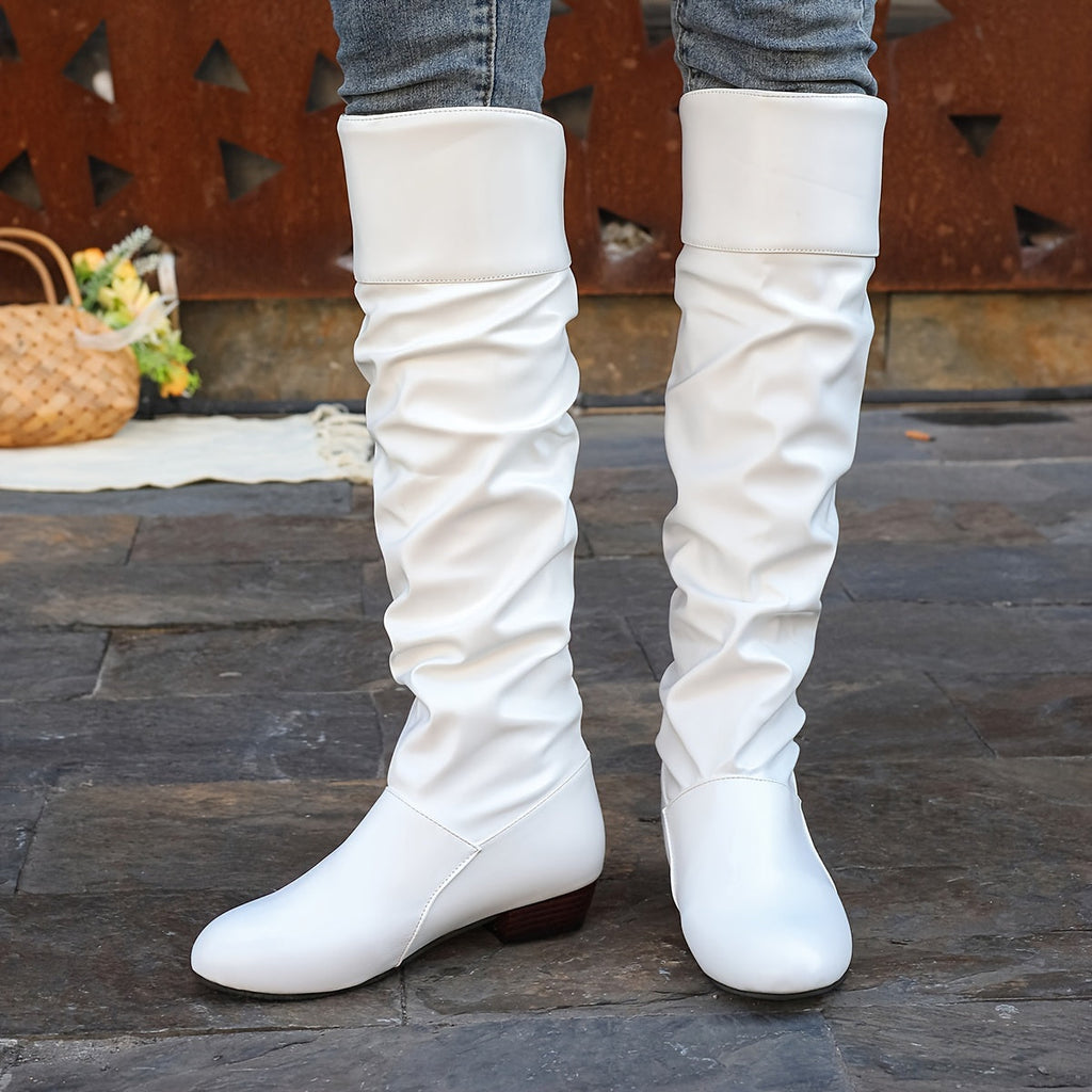 Sarah – Fold-Over Block Heel Over-the-Knee Boots for Women