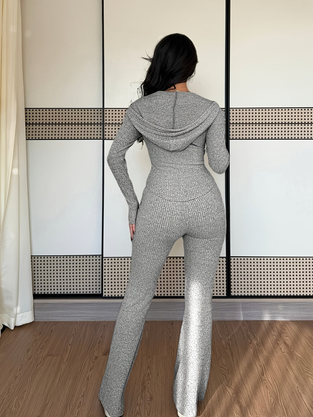 Amabel – Flare Ribbed Zip-Up Set for Women