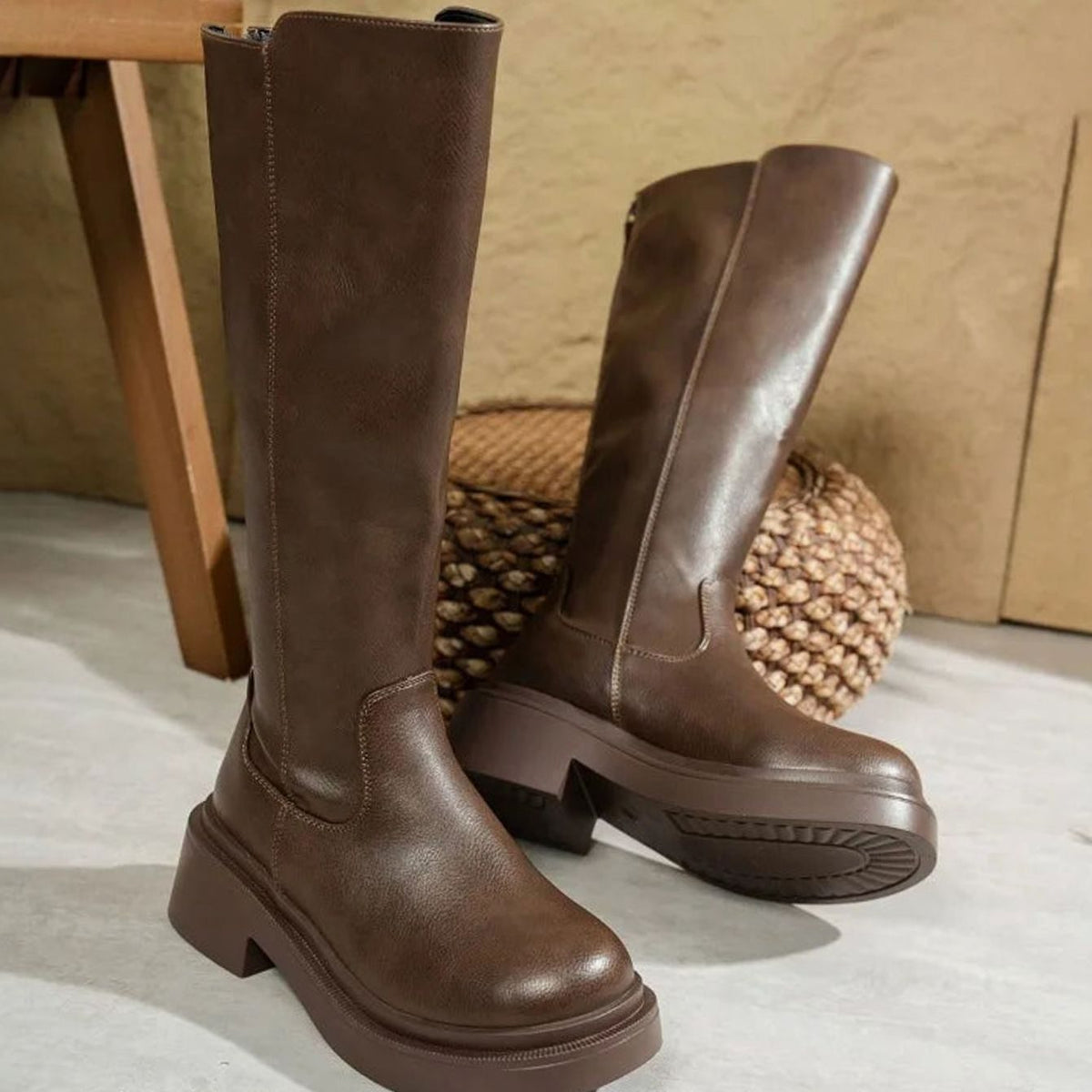 Eudora – Women's Tall Round-Toe Platform Boots