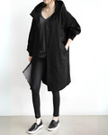 Eve – Women's Knee-Length Hooded Coat with Drawstring Waist