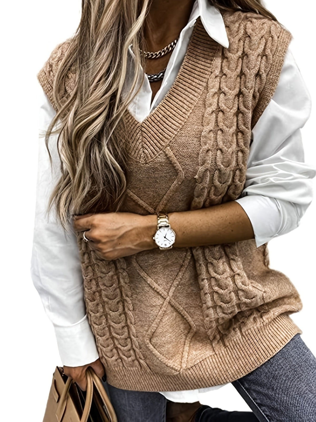 Luella – Chunky Cable-Stitch Pullover Vest for Women