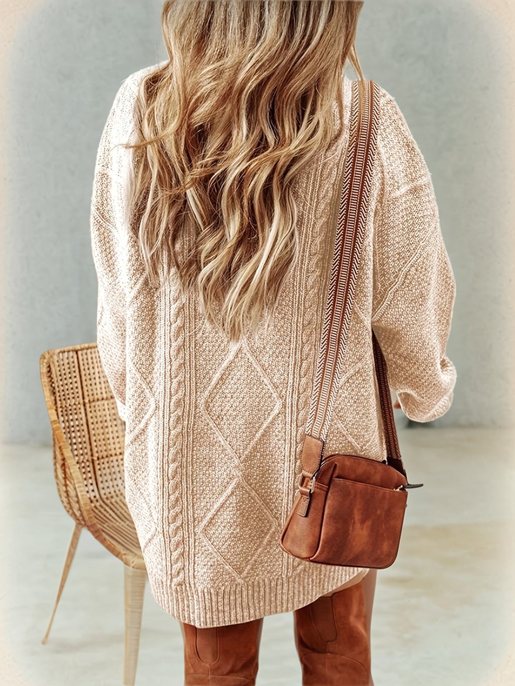 Nicolette – Relaxed-Fit Cable-Stitch Sweater Dress for Women