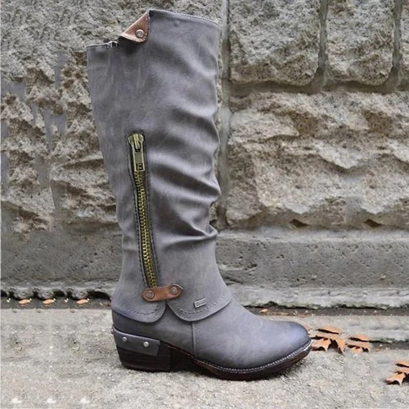 Gwendolyn – Women's Tall Slouch Boots with Zip Pocket