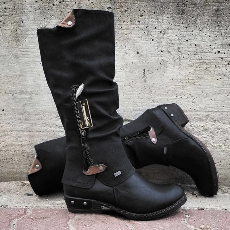 Gwendolyn – Women's Tall Slouch Boots with Zip Pocket